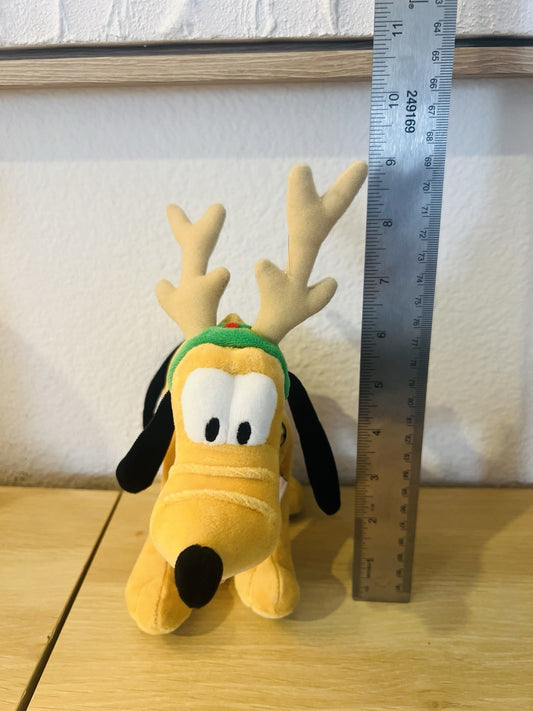 Disney Pluto Plush Christmas Reindeer Antlers & Jingle Bells Dog Holiday