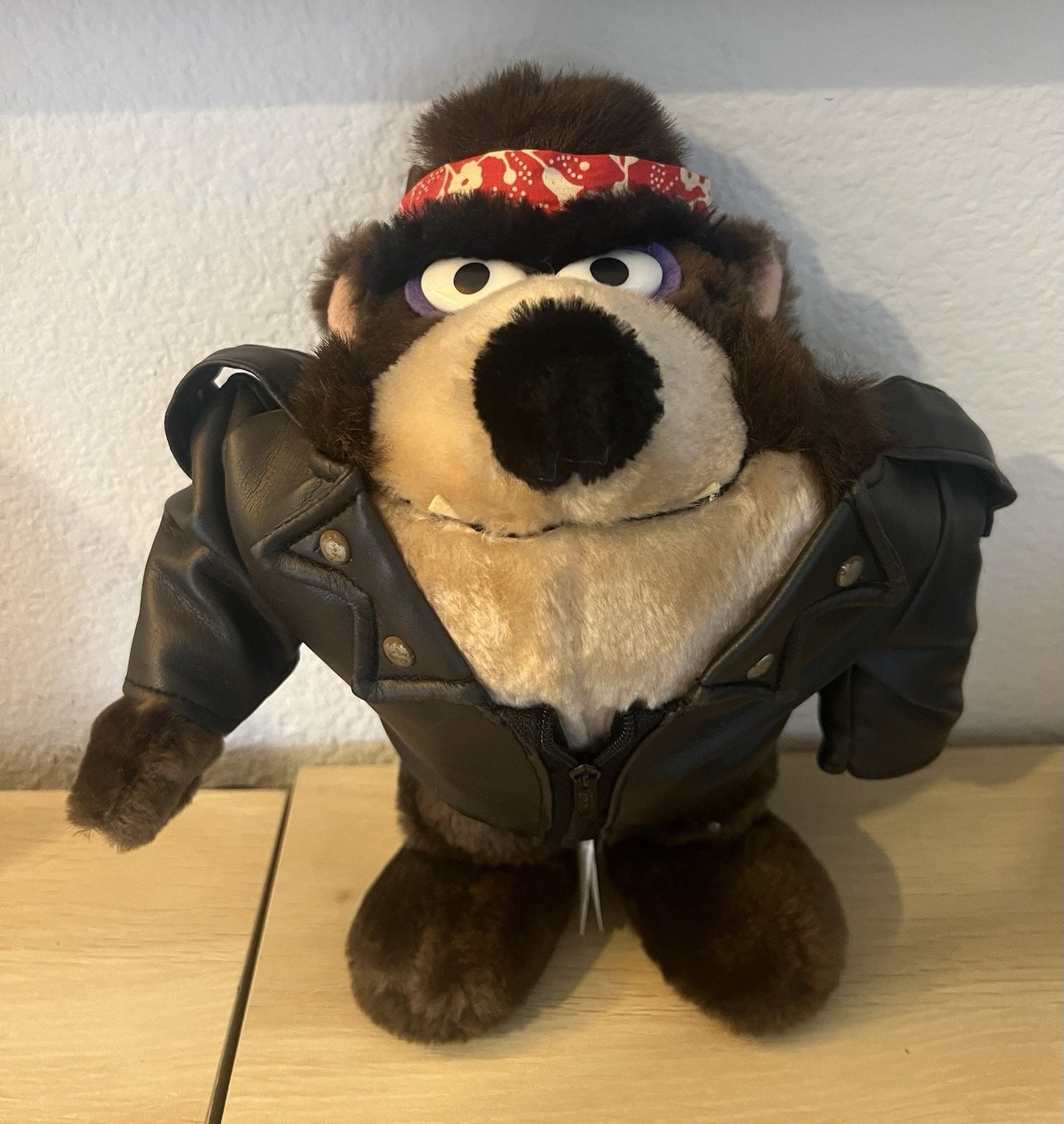 Vintage 1993 Warner Bros Tasmanian Devil Taz Plush Stuffed Animal Biker