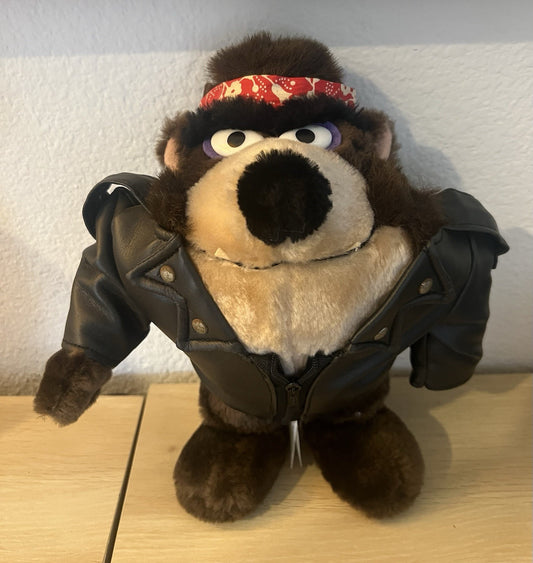 Vintage 1993 Warner Bros Tasmanian Devil Taz Plush Stuffed Animal Biker
