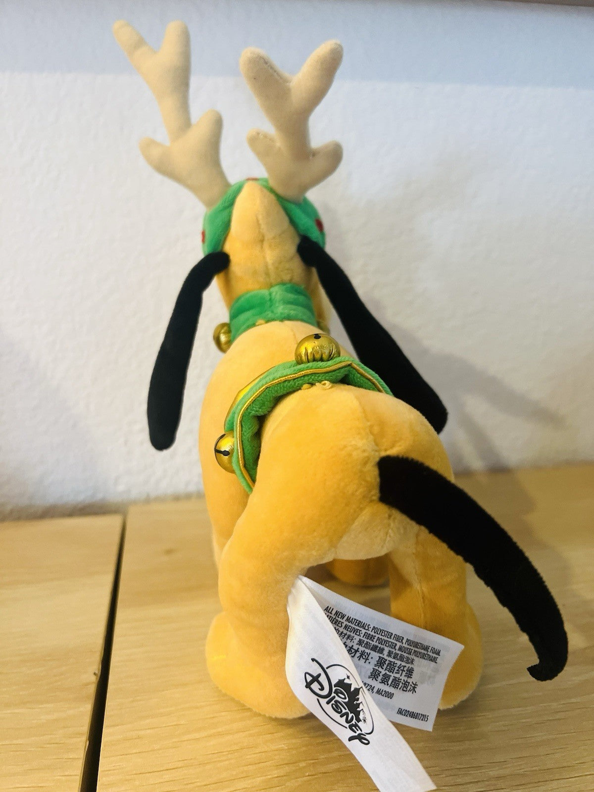 Disney Pluto Plush Christmas Reindeer Antlers & Jingle Bells Dog Holiday