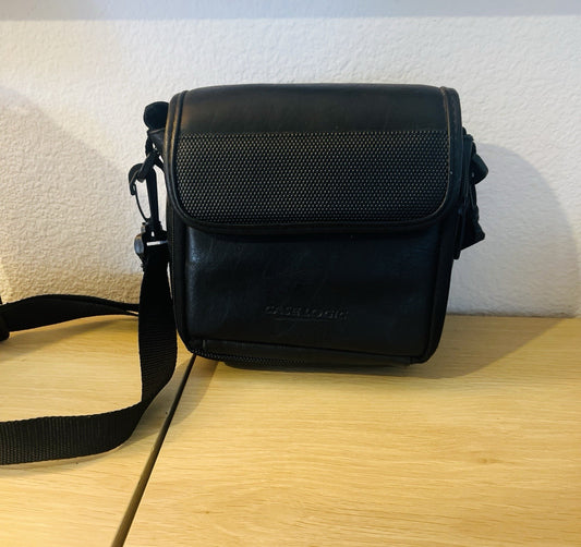 Vintage Case Logic Black Faux Leather Camera Camcorder Shoulder Bag Carry
