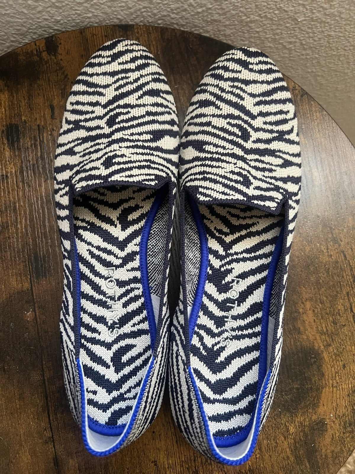 Rothy’s Women’s Size 9 Loafer Flats Zebra Print Knit Washable Shoes