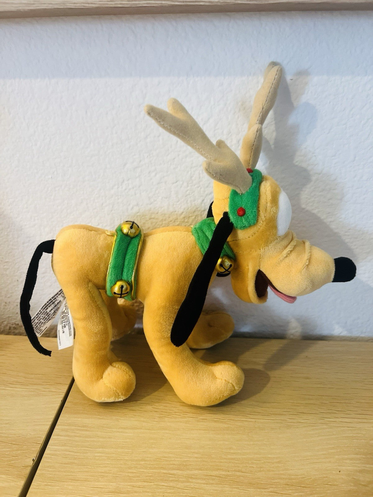 Disney Pluto Plush Christmas Reindeer Antlers & Jingle Bells Dog Holiday