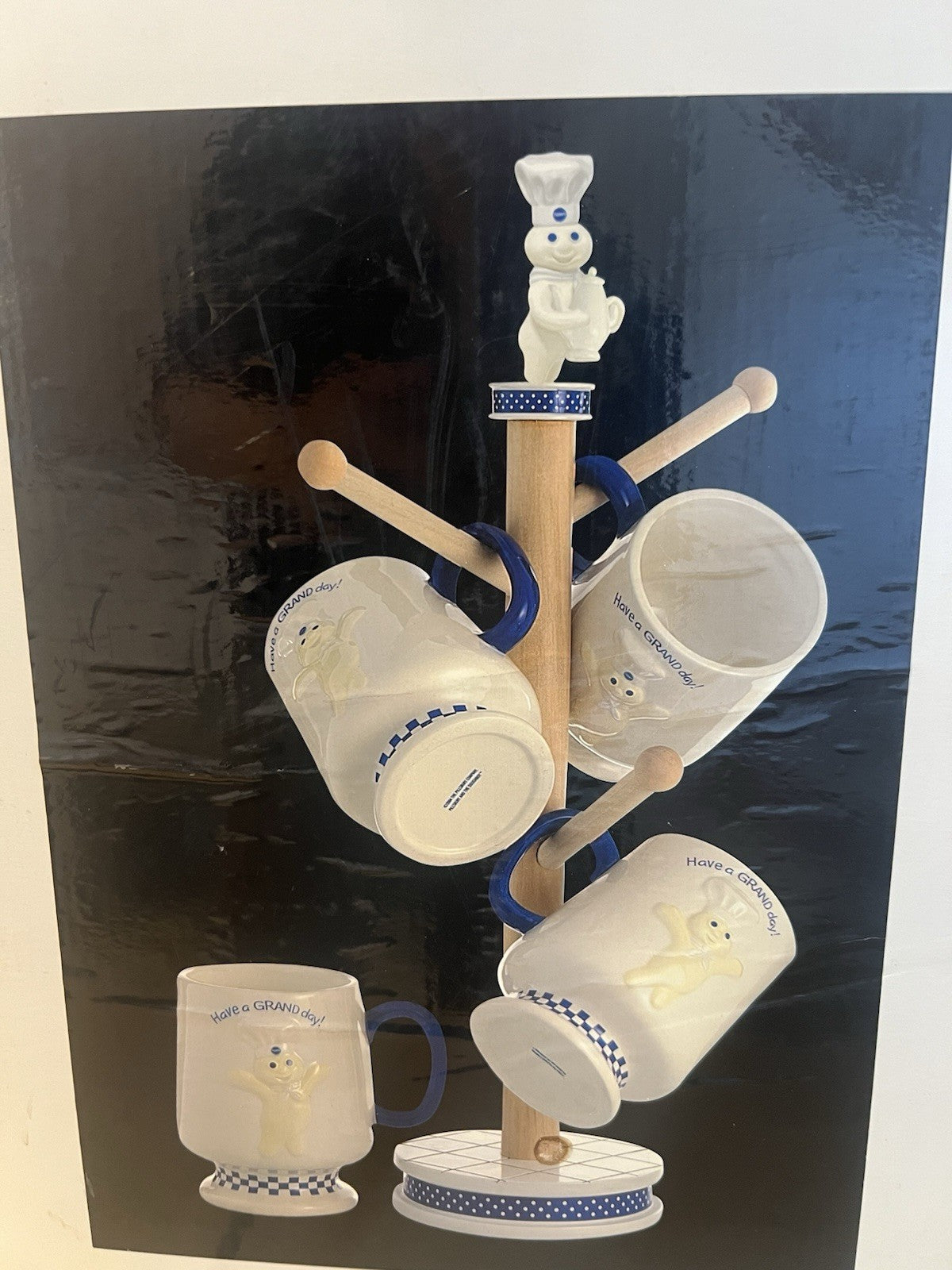 Pillsbury Doughboy Mug Tree Set 2004 Simson Giftware w/ 4 Mugs New In Box