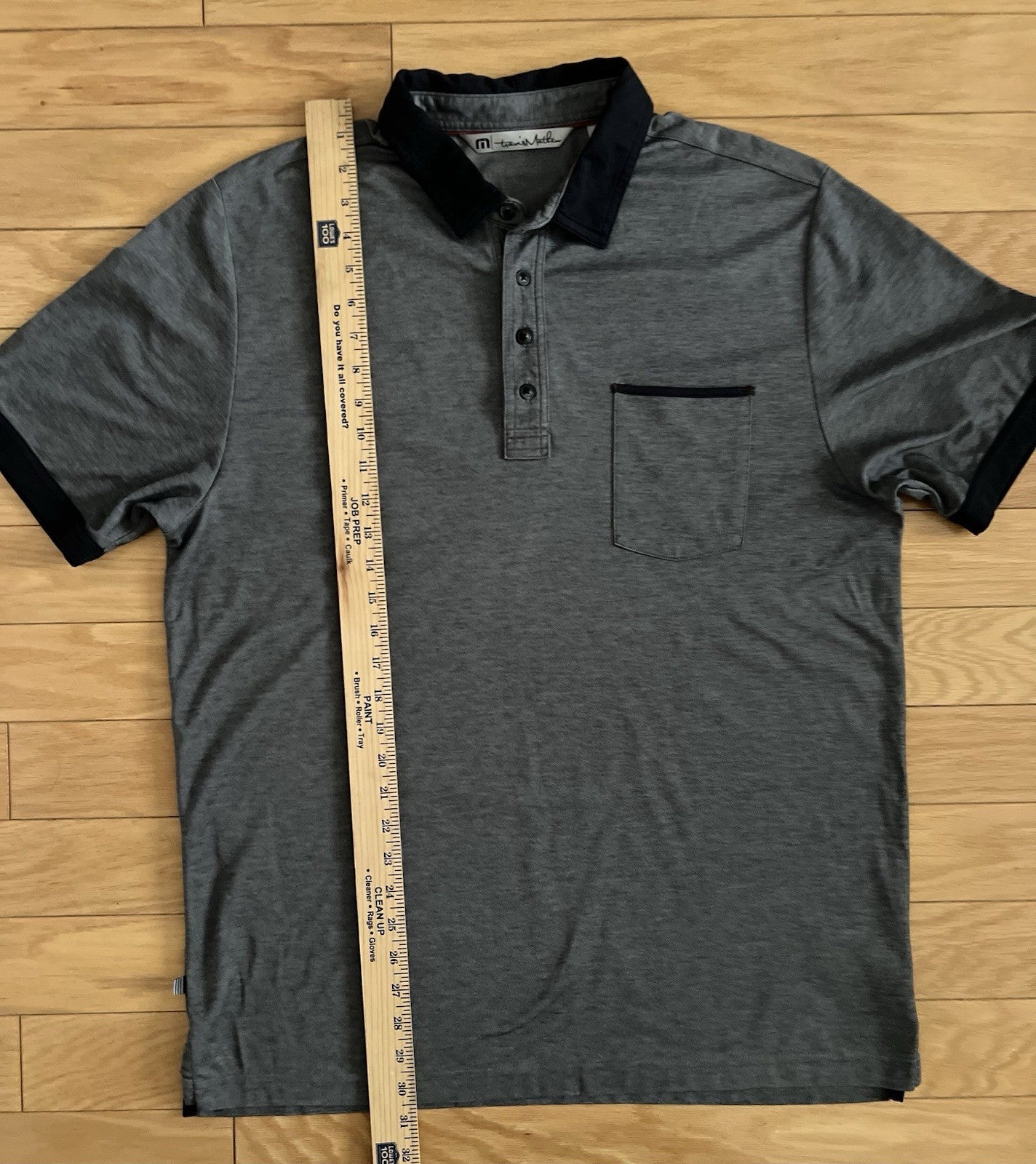 TravisMathew Men’s Polo Shirt Size L Gray Black Trim Pocket Golf Casual